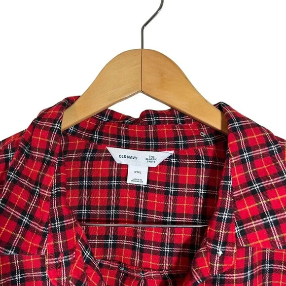 Old Navy The Classic Shirt Red Plaid Womens Plus XXL Long Sleeve Button Up Fall - Picture 4 of 4